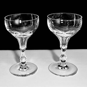 2 Vintage KOSTA BODA Champagne Coupes / Bubble In Stem / Light Scratches / RARE